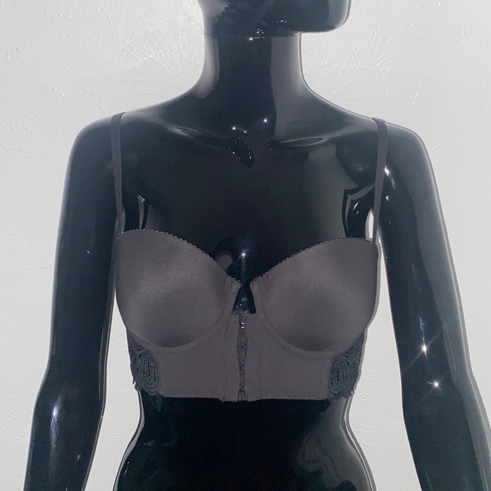H&M Black Hook Front Lace Accented Underwire Push Up Bra in 34C